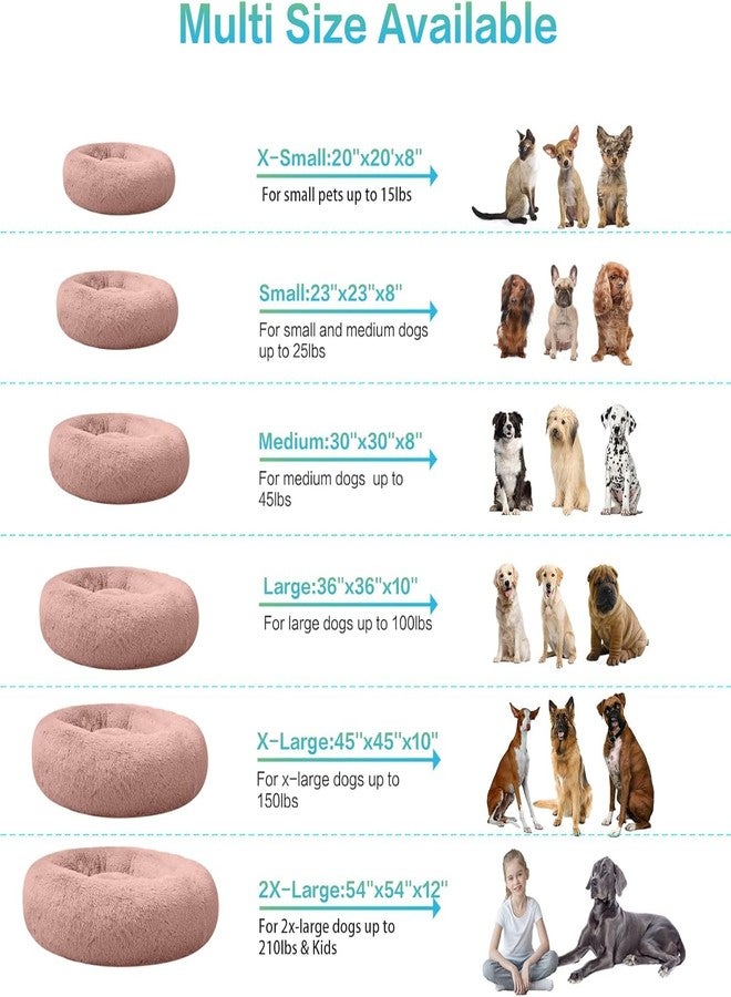 PAWSOME Plush Calming Dog Beds, Donut Dog Bed for Small Dogs, Medium, Large & X-Large, Comfy Cuddler Dog Bed and Cat Bed in Faux Fur (Pink, XXL) - Image 3